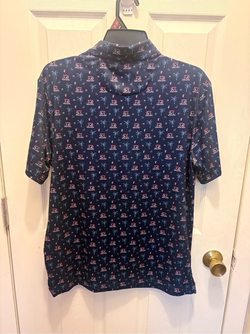 Hogan Navy Polo with Red & White Micro Print